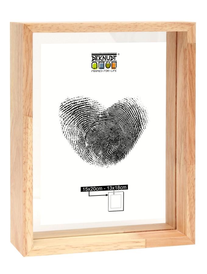 deknudt frames Cadre verre avec bord bois naturel et avec effet photo flottant S68SH1