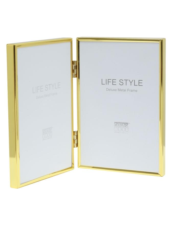 deknudt frames Diptyque avec encadrement fin en métal en couleur doré brillant S58MT6