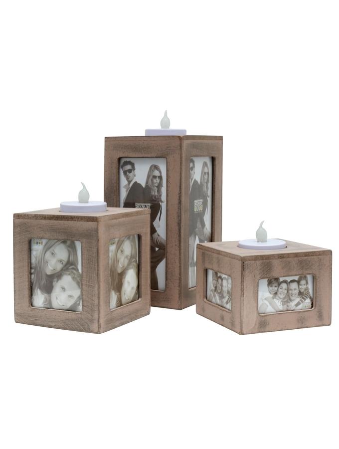 Deknudt Frames Lot De 3 Porte-bougies En Gris-beige S67TQ7 E6