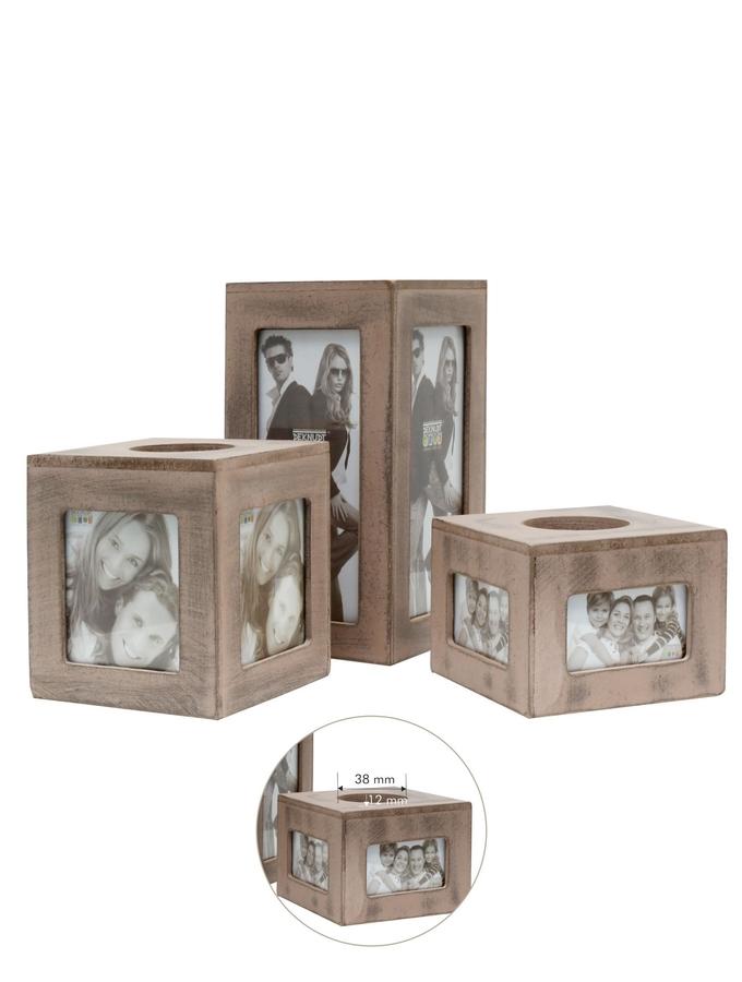 Deknudt Frames Lot De 3 Porte-bougies En Gris-beige S67TQ7 E6