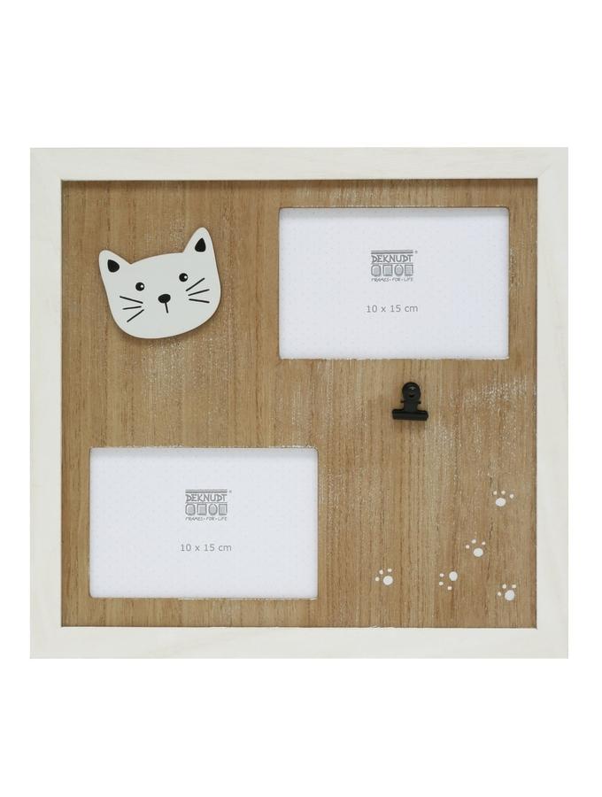 deknudt frames Multivue en blanc avec passe-partout en bois pour 2 photos S67TS3 E2