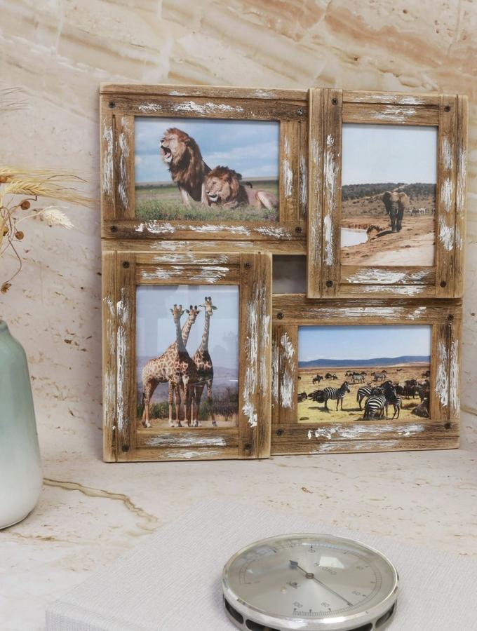 Deknudt Frames Multivue En Bois Flotté Avec Une Finition Blanc Pour 4 Photos S67UD1 P4
