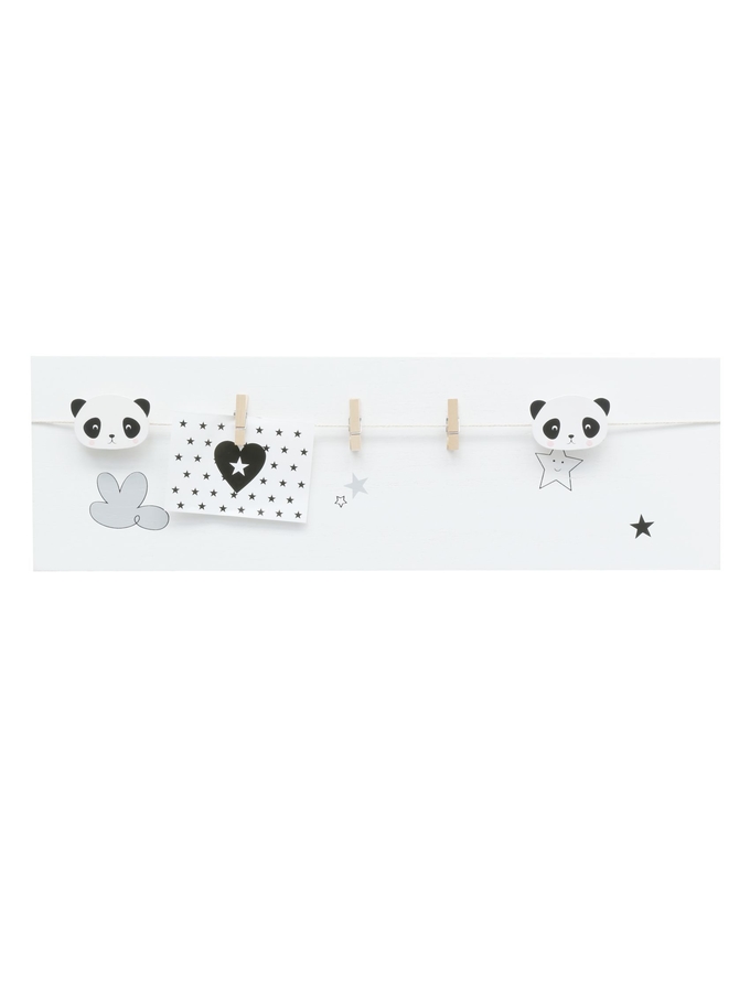 Deknudt Frames Panneau Blanc En Bois Avec Pinces à Linge Et Dessin Panda S67UC1 E4