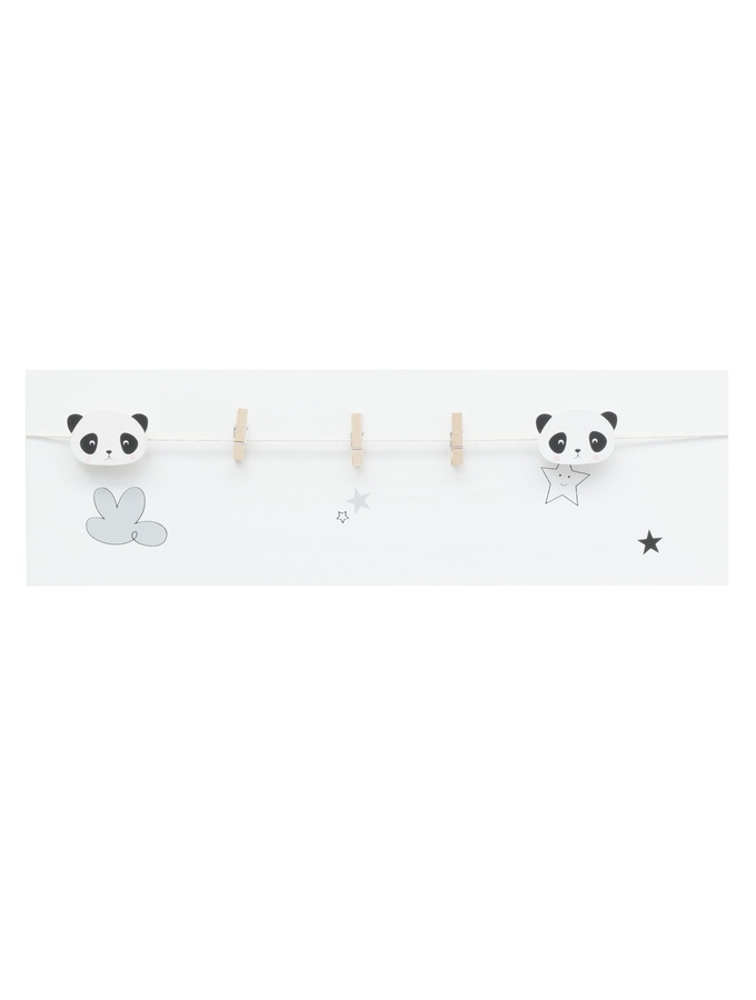 deknudt frames Panneau blanc en bois avec pinces à linge et dessin panda S67UC1 E4