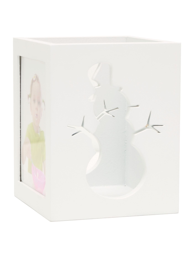 Deknudt Frames Porte-bougie En Blanc Pour 2 Photos Avec Motif Bonhomme De Neige S67HE1 E2B