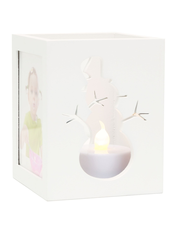 Deknudt Frames Porte-bougie En Blanc Pour 2 Photos Avec Motif Bonhomme De Neige S67HE1 E2B