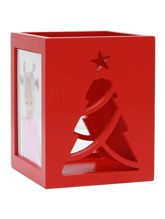 Deknudt Frames Porte-bougie En Rouge Pour 2 Photos Avec Motif Arbre De Noël S67HE4 E2A