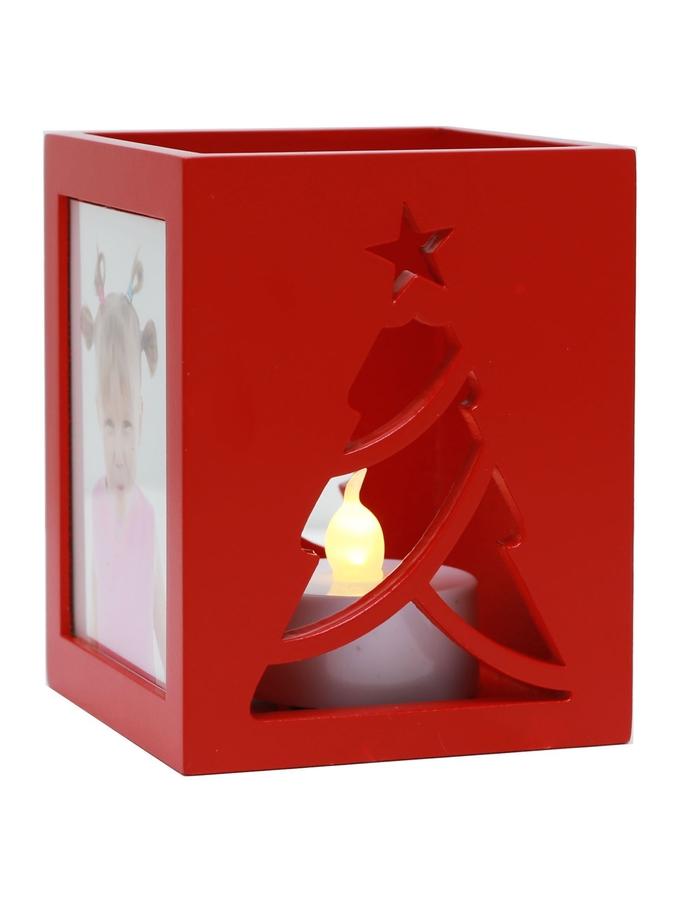 Deknudt Frames Porte-bougie En Rouge Pour 2 Photos Avec Motif Arbre De Noël S67HE4 E2A
