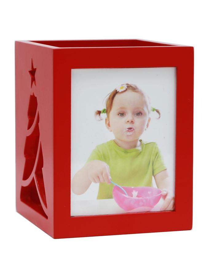 deknudt frames Porte-bougie en rouge pour 2 photos avec motif arbre de Noël S67HE4 E2A