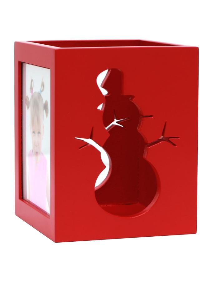 Deknudt Frames Porte-bougie En Rouge Pour 2 Photos Avec Motif Bonhomme De Neige S67HE4 E2B