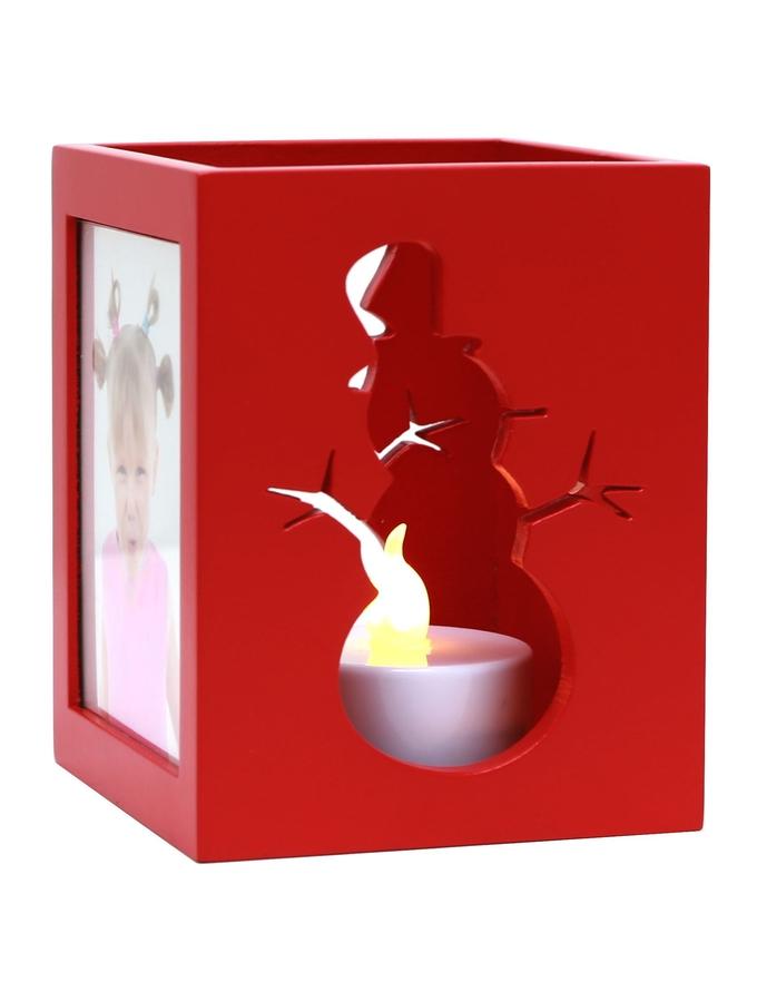Deknudt Frames Porte-bougie En Rouge Pour 2 Photos Avec Motif Bonhomme De Neige S67HE4 E2B