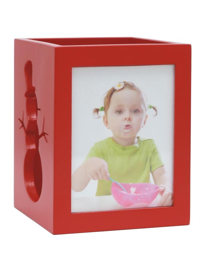 deknudt frames Porte-bougie en rouge pour 2 photos avec motif bonhomme de neige S67HE4 E2B