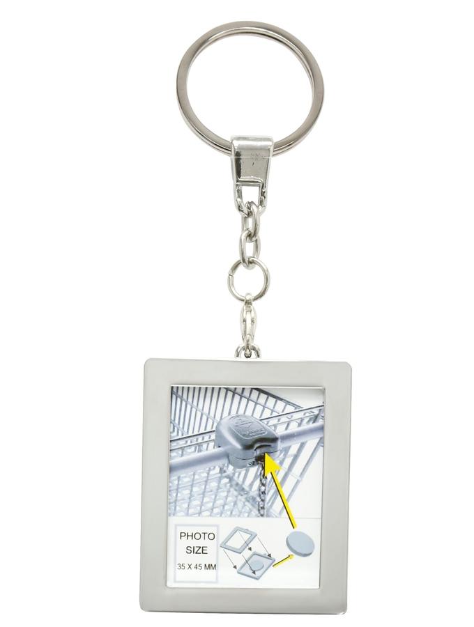 deknudt frames Porte-clefs photo avec jeton pour caddie en couleur argenté S59NC1