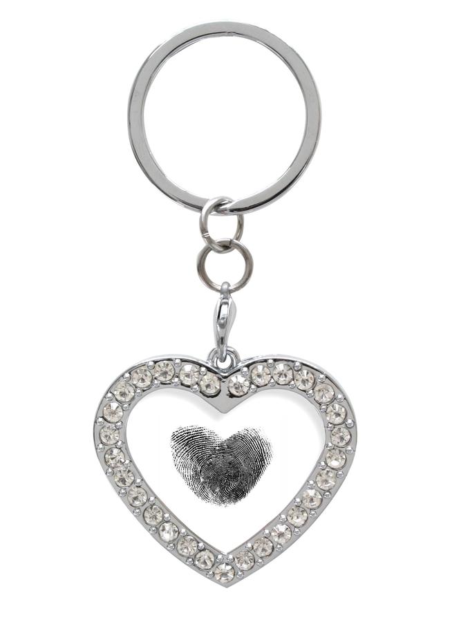 deknudt frames Porte-clefs photo forme coeur en couleur argenté avec des joyaux S59NB5