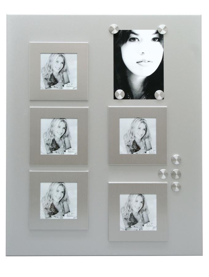 deknudt frames Tableau magnétique en couleur argenté avec 5 cadres et 6 aimants S58MN1
