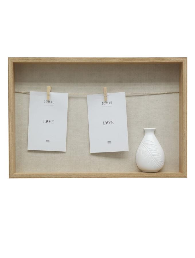 deknudt frames Tableau mémo en couleur bois naturel avec finition en lin beige S68UD3 E2