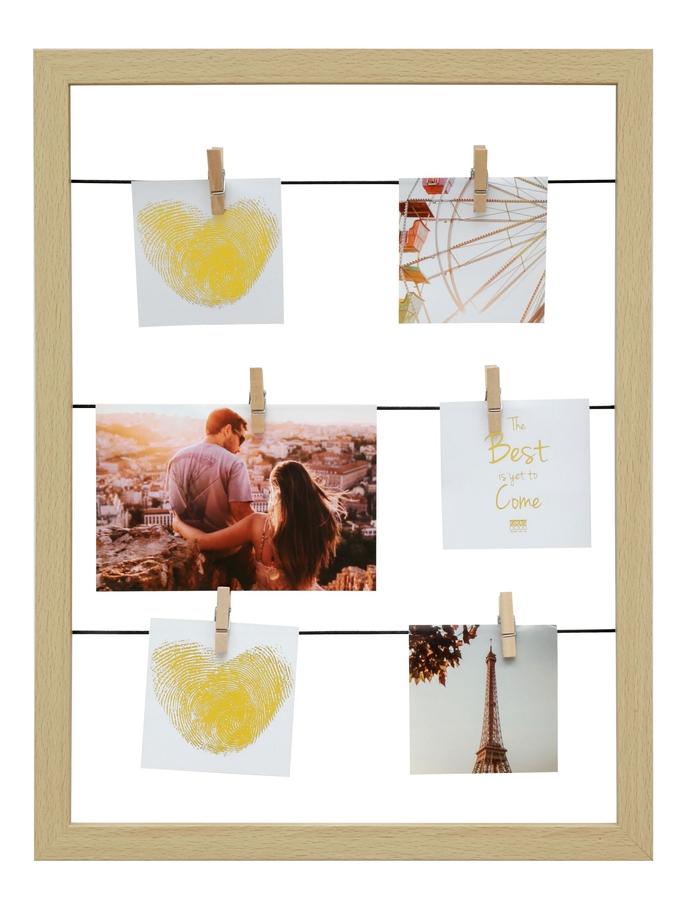 deknudt frames Tableau mémo en couleur bois naturel avec pinces à linge S68VA3 E