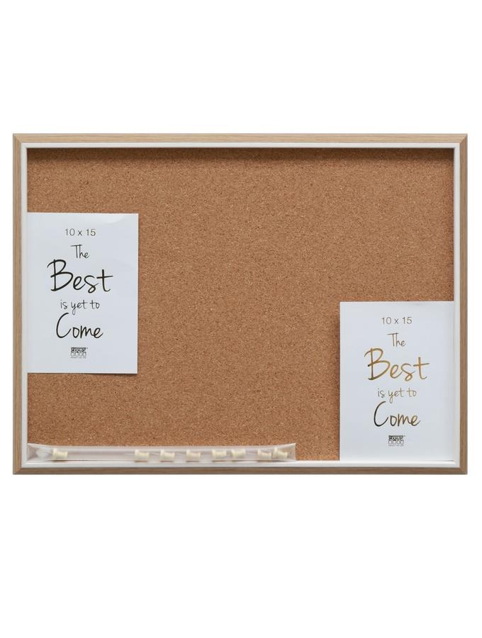 deknudt frames Tableau mémo en liège avec bord couleur bois et biseau blanc S46WG4 E