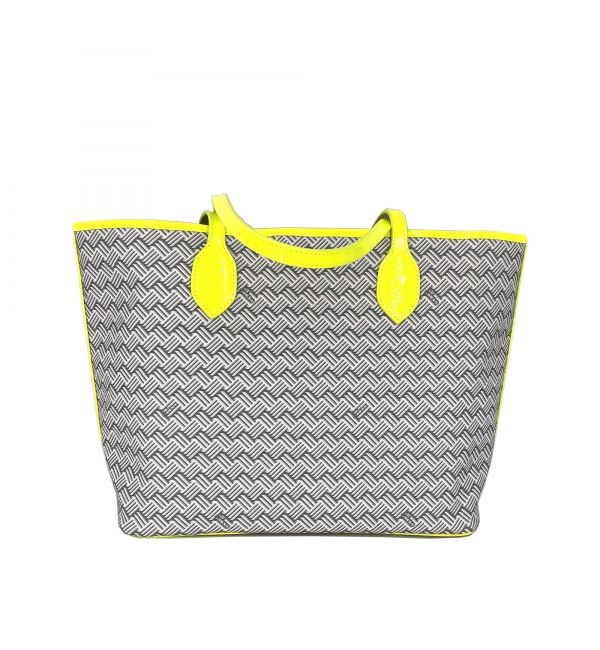 Delage Cabas Lulu JM Blanc & Cuir Fluo Jaune