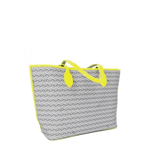 delage Cabas Lulu JM Blanc & Cuir Fluo Jaune