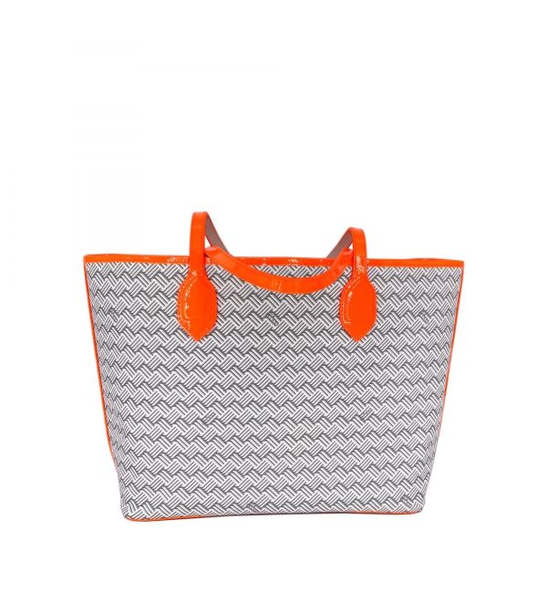 Delage Cabas Lulu JM Blanc & Cuir Fluo Orange