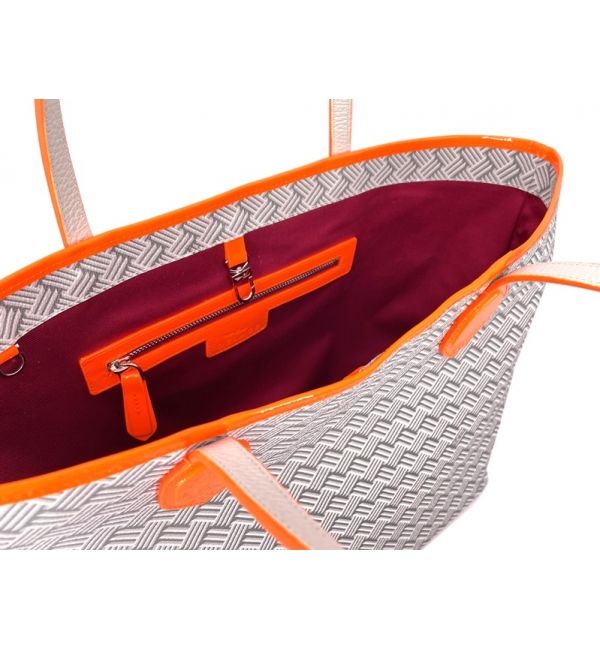 Delage Cabas Lulu JM Blanc & Cuir Fluo Orange