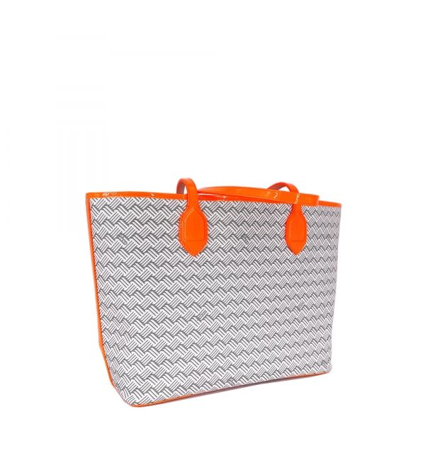 delage Cabas Lulu JM Blanc & Cuir Fluo Orange