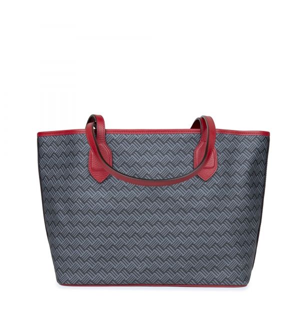 Delage Cabas Lulu MM Gris & Cuir Rouge