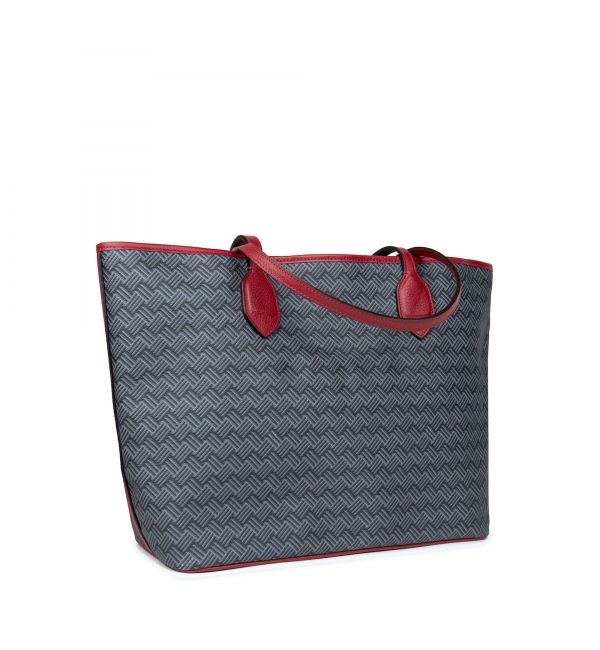 delage Cabas Lulu MM Gris & Cuir Rouge