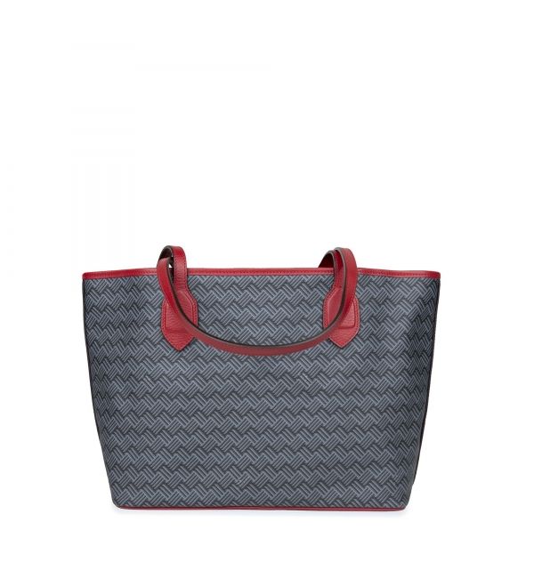 Delage Cabas Lulu PM Gris & Cuir Rouge