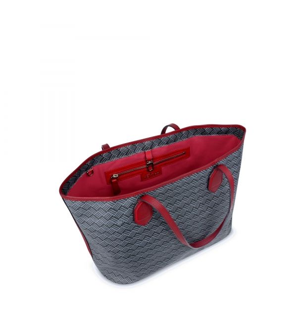 Delage Cabas Lulu PM Gris & Cuir Rouge