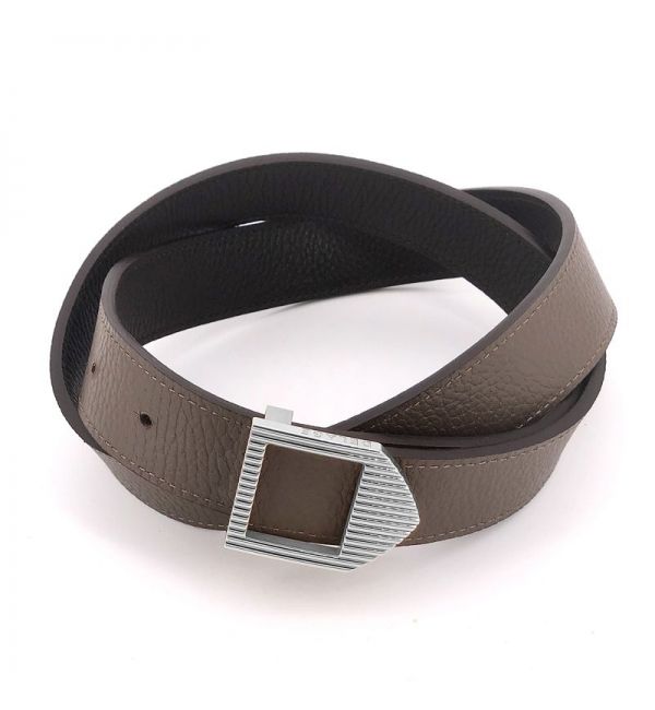 Delage Ceinture Cuir Marron & Brun / Boucle Argentée