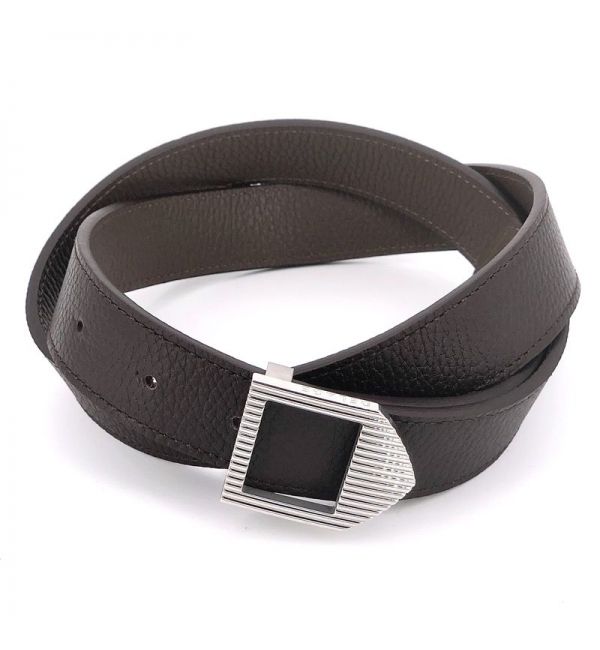 delage Ceinture cuir Marron & Brun / boucle argentée