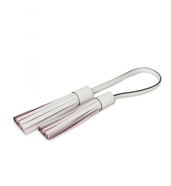 delage Double Pompon Cuir Blanc