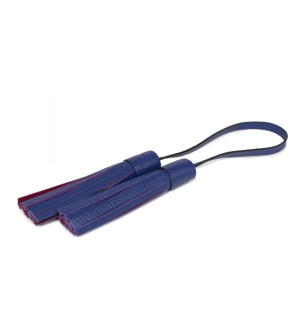 delage Double Pompon Cuir Bleu Saphir