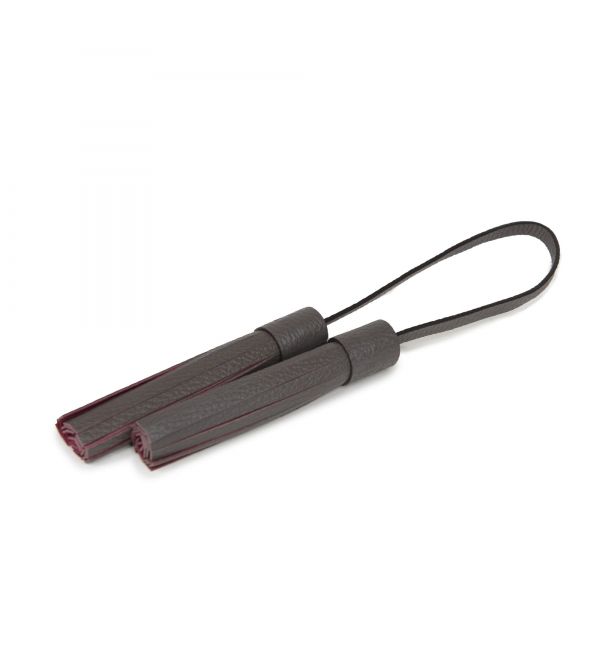 delage Double Pompon Cuir Gris