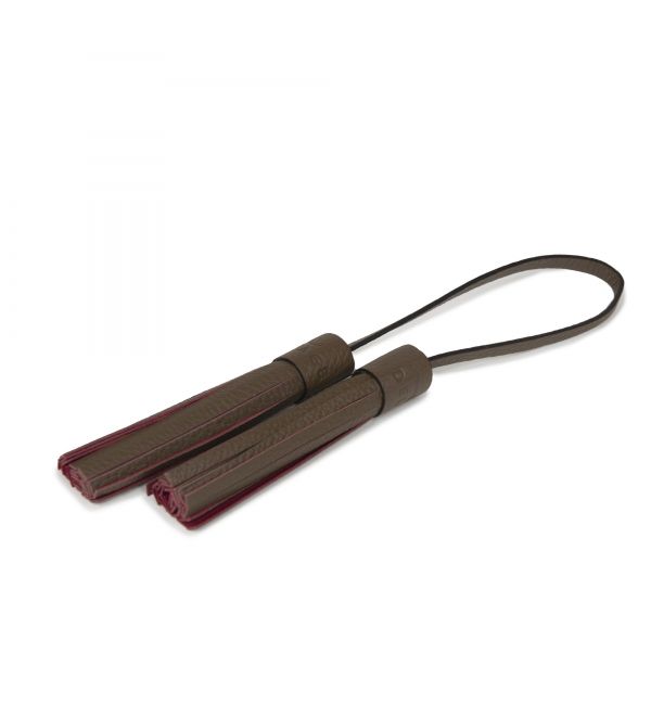 delage Double Pompon Cuir Marron