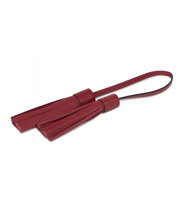 delage Double Pompon Cuir Rouge
