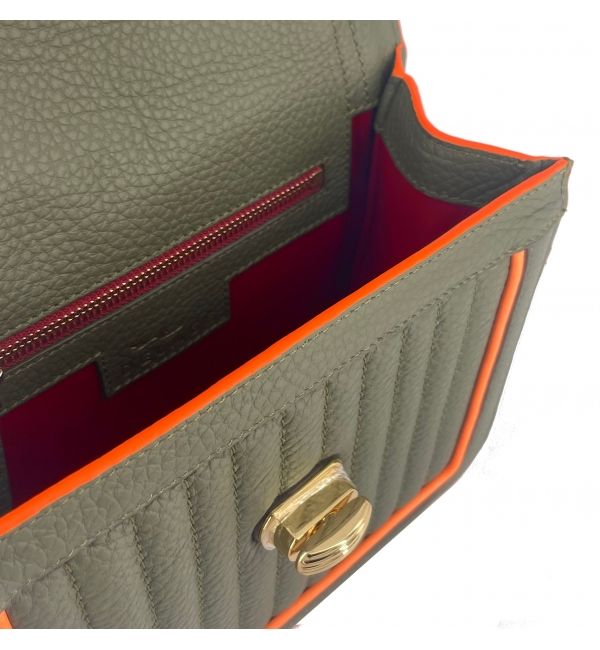 Delage Sac Ginette MINI Kaki Et Orange Fluo