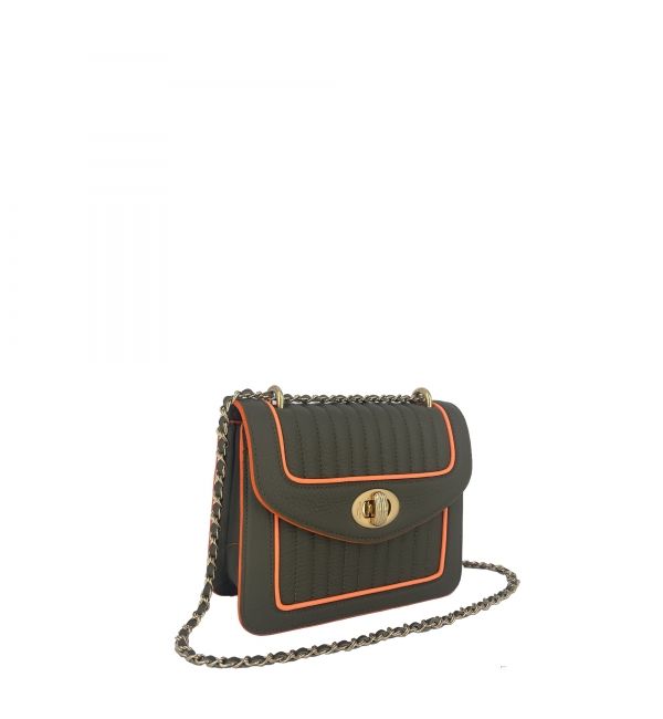 delage Sac Ginette MINI Kaki et orange fluo