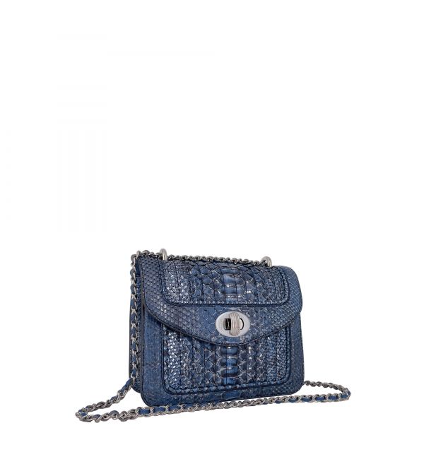Delage Sac Ginette MINI Python Bleu