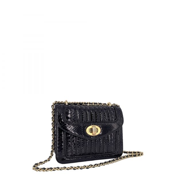 Delage Sac Ginette MINI Python Noir