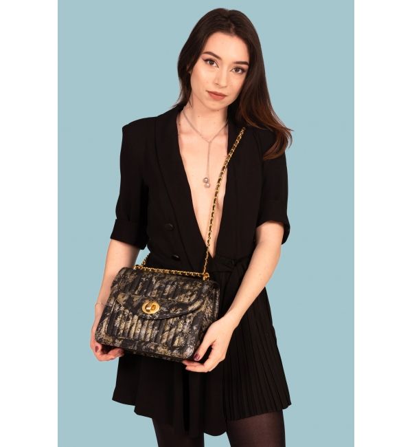 Delage Sac Ginette PMC Noir Marbré