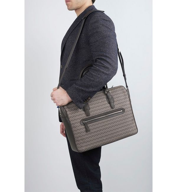 Delage Porte Documents Dandy MM Toile Enduite Marron