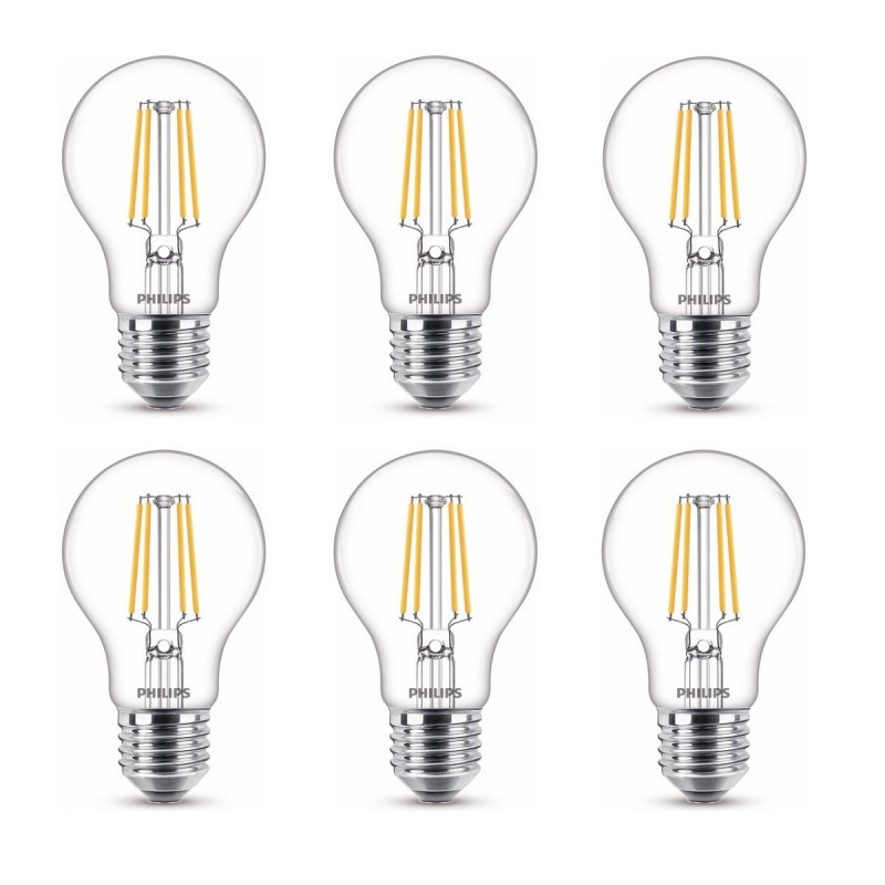 dema 6 ampoules poire claire E27 LED PHILIPS ~60W ND