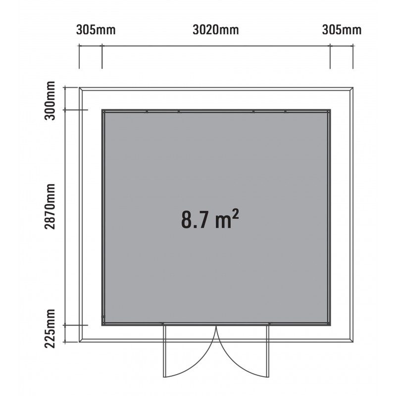Dema Abri En Bois Composite Firenze 1 Gris Foncé Ou Teck + Noir 302x287cm