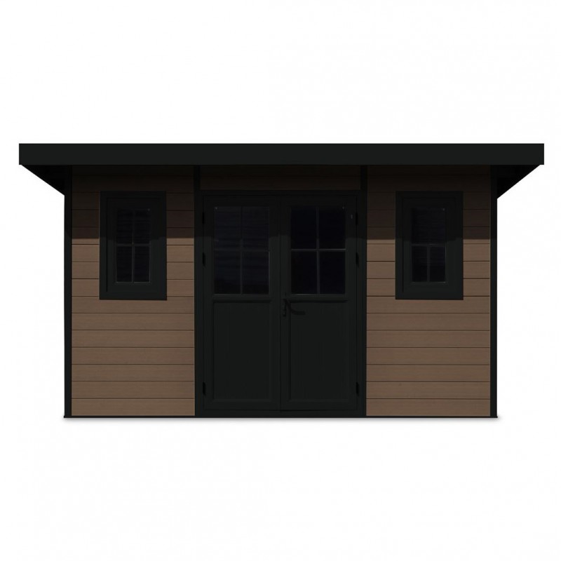 Dema Abri En Bois Composite Firenze 3 Gris Foncé Ou Teck + Noir 386x292cm