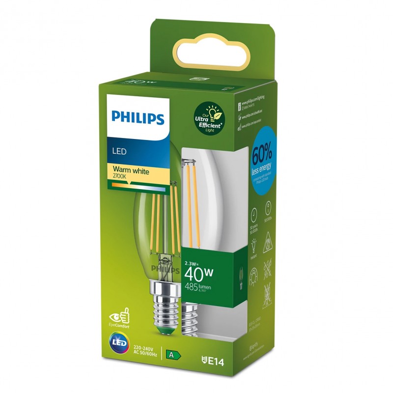 dema Ampoule flamme mate E14 LED PHILIPS ~40W ND Label A