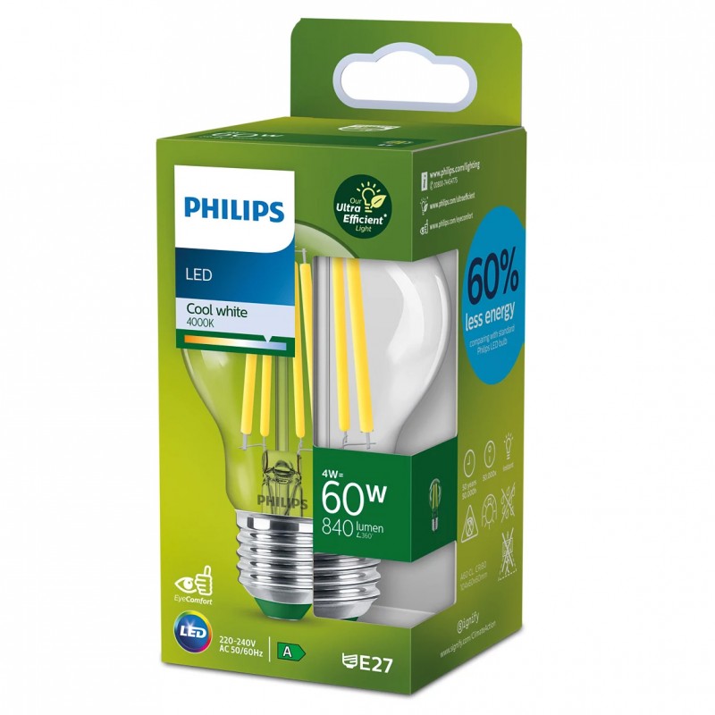 dema Ampoule poire claire E27 LED PHILIPS ~60W ND Label A