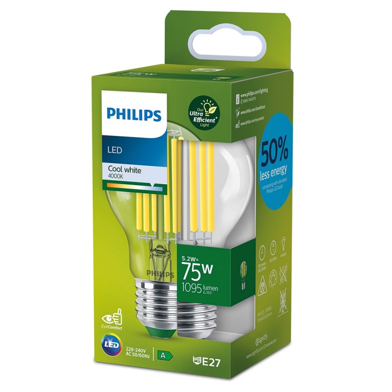 dema Ampoule poire claire E27 LED PHILIPS ~75W ND Label A